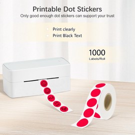 YOULAISHI 3/4 Inch Circle Dot Stickers 1000 PCS Red Color Coding Thermal Labels Dots Writable Printable Small Round Stickers for Office, Classroom, Inventory, Garage, Organizing Storage