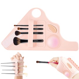 Makeup Mixing Palette Wrist Strap,Foldable Makeup Brush Storage Palette,Silicone Hand Wrist Makeup mixing tray Draw Assistance Tool for Small to Medium Brush