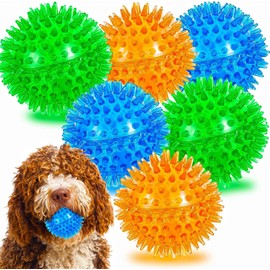 Paquete de 6 bolas chirriantes para perros que limpian los dientes y promueven la salud dental y de las encías para tu mascota, juguetes de bola chirr