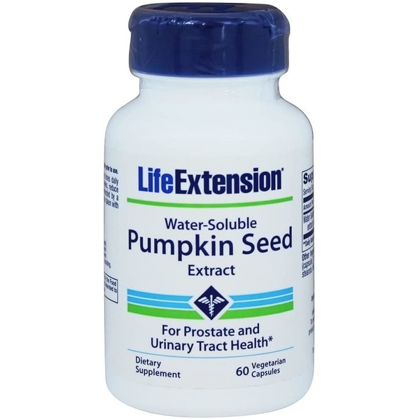 Life Extension Water-Soluble Pumpkin Seed Extract Promotes Prostate & Urinary Tract Health - Non-GMO, Gluten-Free – 60 Vegetarian Capsules