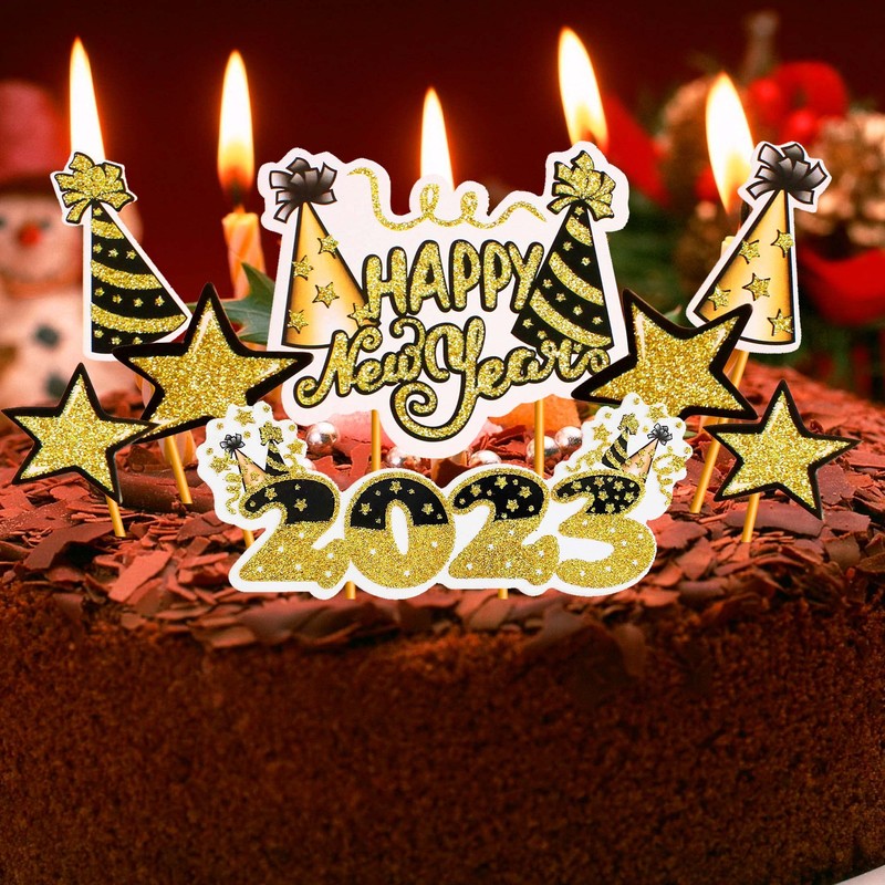 Happy New Year Cupcake Toppers Midnight Star Cupcake Picks