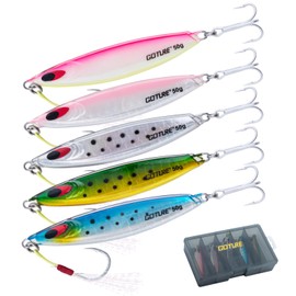 Goture Metal Jig Set, 1.8 oz (50 g), Set of 5, Lures, Transparent Epoxy Resin Protection, Hologram Jigs, Jigging, Sinker, Fishing Gear, General Blue Fish, Sicker, Sea Bass, Flounder, Corpus, Corpus,