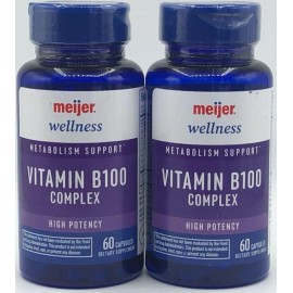 Meijer Wellness 2PK Meijer Wellness Vitamin B100 Complex ~ 60 Capsules Each ~ EXP 1/27