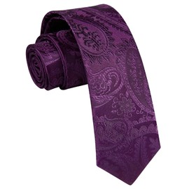 Enlision Mens Ties 2.17" Purple Skinny Tie Classic Solid Paisley Silk Neckties for Men Elegant Wedding Party Thin Necktie