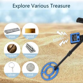 paeudomrf Metal Detector for Adult Kids 14 Years Old, Waterproof Kids Metal Detector with LCD Display, Adjustable 22.5''-43.3'' Stem Buzzer with 6.5 inches Search Coil for Gold Metals Exploring Beach