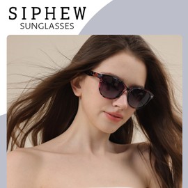 SIPHEW Women's Polarised Classic Sunglasses with UV400 Protection for Women, A02 - Floral/Grey