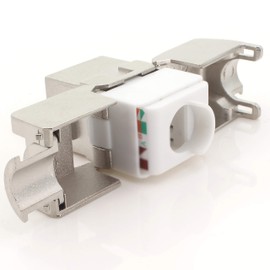 1aTTack.de Keystone Cat.6a 180 tool-free insulation displacement connector to RJ45 socket AWG 23 to AWG 26 shielded ronze nickel-plated zinc alloy compatible with Cat5 Cat6 Cat7 Cat8 silver 5 pieces