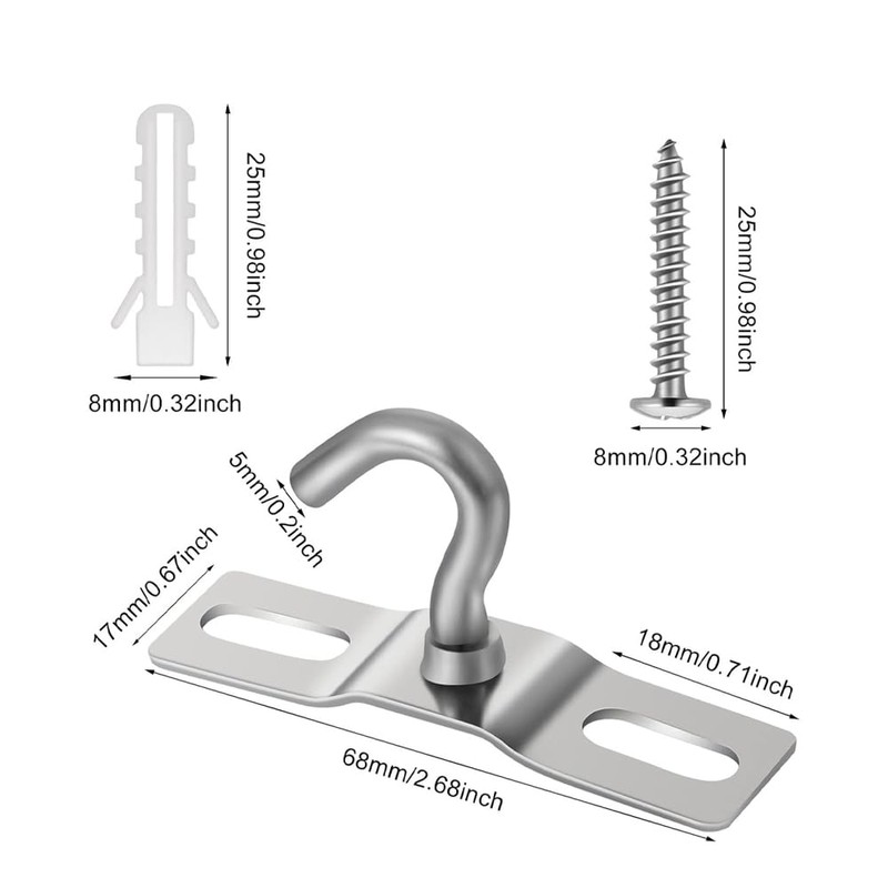 Sarini Pack of 5 Ceiling Hooks 70 mm with Screws