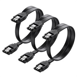 Cable Matters SATA Cable (Straight) Sata3 Cable 45cm 3 Pack 6 Gbps Support Latch SSD and HDD Expansion Sata3 Serial ATA3 Cable SSD Cable Black