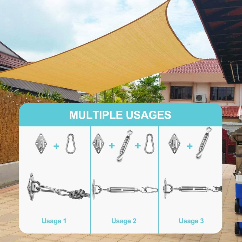 HOMPER Awning Attachment Set, Heavy Duty Sun Shade Sail Stainless
