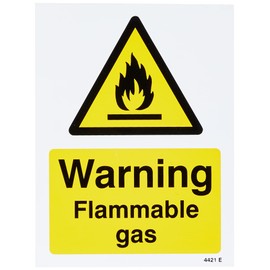 Caledonia Signs 14421E Flammable Gas Sign, 200 mm x 150 mm, Rigid Plastic