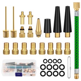 LOBVABA 32-Piece Bicycle Valve Adapter Set, Car Valve Adapter, Valve Adapter Bicycle, French Valve Adapter for DV AV SV Air Pump and Compressor; with Sorting Box Ball Needle etc.