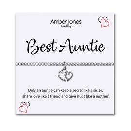 Amber Jones Best Auntie Bracelet For Women – Bracelet for Best Aunt Ever, Birthday Gifts for Auntie from Nephew or Niece – Best Auntie in the World – Amazing Auntie – Elegant Pouch