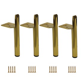Kualuzt 6 inch Gold Furniture Legs Set of 4 Heavy Duty Metal for Sofa Couch Dresser Cabinet Coffee Table Dresser TV Stand Cabinet Replacement with Rubber Floor Protectors (6 inch, Gold)