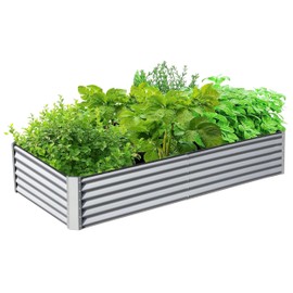 SPOFLYINN 6x3x1.5Ft Metal Raised Garden Bed Kit, Large Galvanized Ground Planter Box for Outdoor Gardening, Vegetables, and Flowers Planting, Easy Assembly