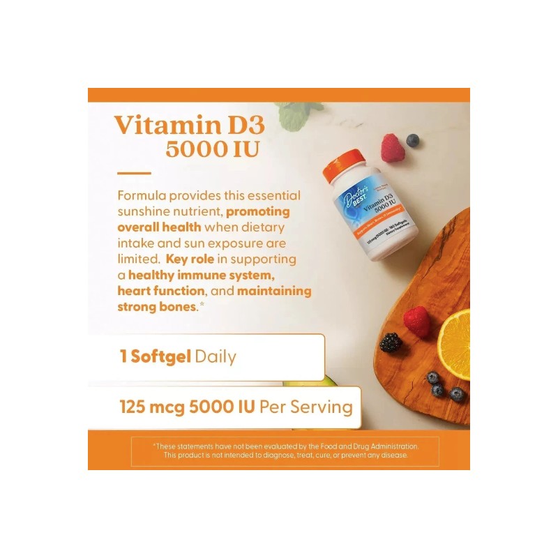 Doctor's Best Vitamin D3 5000IU, Non-GMO, Gluten Free, Soy Free,