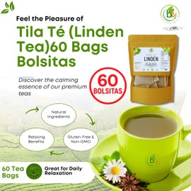 Tila Té (Linden Tea) – 60 Tea Bags – 100% Natural, Vegan, Herbal – Caffeine-Free, Gluten-Free, Non-GMO – Soothing Traditional Infusion – by Bexpertsusa