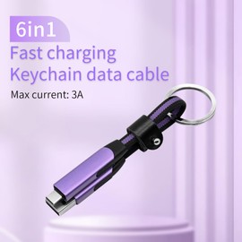 PONICOR Short USB C Multi Charging Cable, PD 60W 3A Fast Charging Keychain USB C Cable for Travel, Universal Charging Cable for Cell Phones and More (Orange)