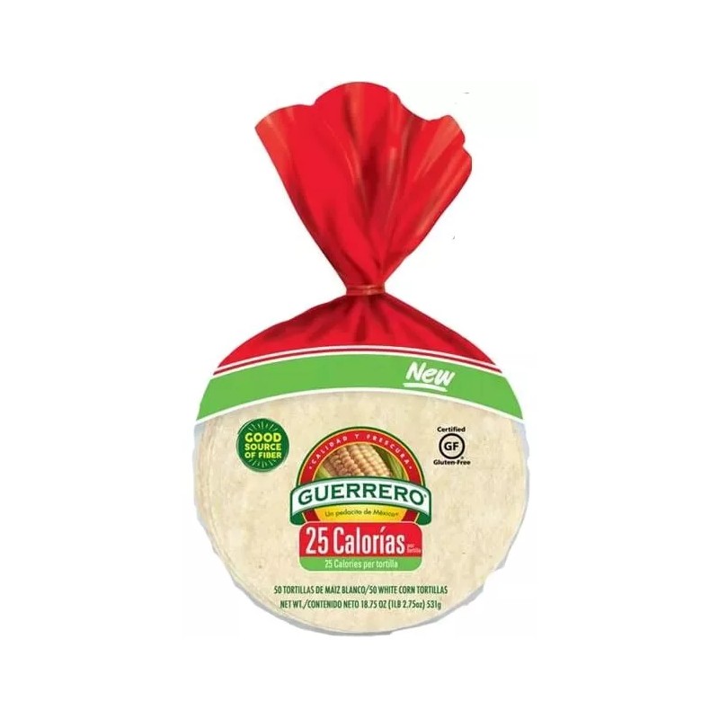 Guerrero 25 Calories White Corn Tortillas, 18.75 oz, 50 Count