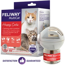 FELIWAY MultiCat 30 Day Cat Calming Plug In Pheromone Diffuser Starter Kit, 48ml - Helps Reduce Conflicts and Signs of Tension in Multi-Cat Households