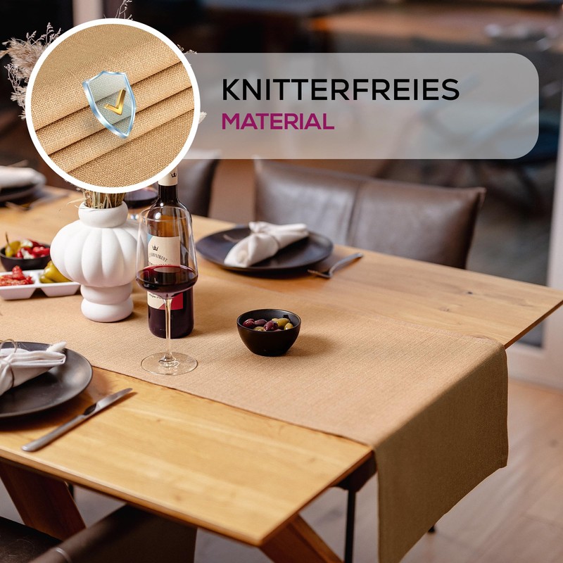 Elegant Tablecloth with Natural Linen Look, Lina Tablecloth and Table