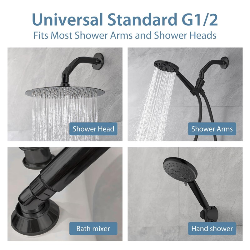 JASYA 90 Degree Elbow Shower Head Adapter Black All Metal