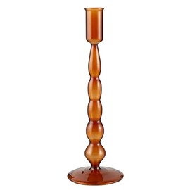 47th & Main Holder for Taper Candle Glass Candlestick Candleholder, Large, Amber