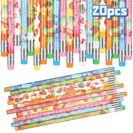 Kesote 20Ct Happy Birthday Pencil Kits 10 Various Patterns Birthday Themed Party Supplies Colorful Pencil Set Birthday Gift for Kids Students Teachers School Prizes
