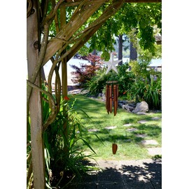 Cohasset Gifts 242 Cohasset Driftwood Star Bamboo Wind Chime, Distressed White Finish