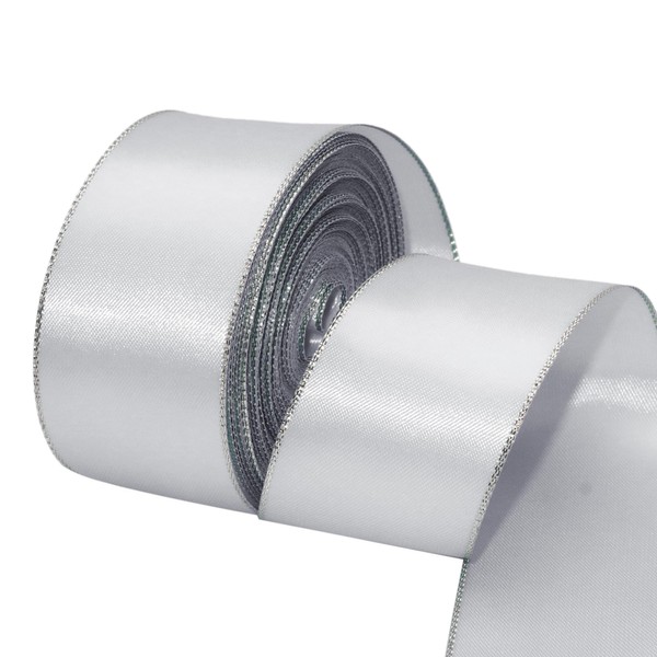 David accessories Satin Ribbon with Silver Edges 1.5 Inch Wide