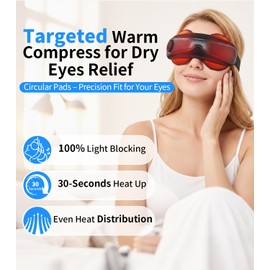 Cordless Heated Eye Mask Rechargeable with 4 Heat Settings & Auto Shutoff