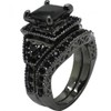Kingray Jewelry Black Onyx Princess Cut Anniversary Wedding Bridal Ring