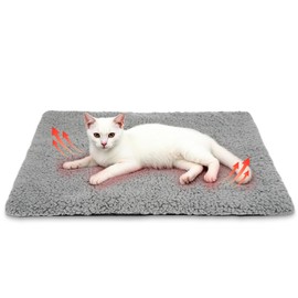 Self Warming Cat Bed Self Heating Cat & Dog Pad - Waterproof Heated Thermal Mat, Non-Slip, Washable for Senior Pets, Kittens, Dogs, Indoor/Outdoor Use, Non-Electric (Grey, 24" X 18")