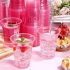 Pink Plastic Cups with Lids 12oz [50 pack] Disposable Clear