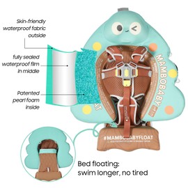 3 Swim Method Add Bed More Comfortable Mambobaby Float with Tail and Canopy Non-Inflatable Baby Swim Float Mambo Float Smart Swim Trainer Infant Swim Pool Float Swim Ring for 3-24months Girls Boys