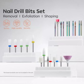 Puntas para Drill;Drill para Uñas 24pz Puntas Para Pulidores Drill Limpiador Cutículas Taladro