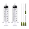 TOUFEIYUAN シリンジ60ml キャップと14Gの鈍い針で、オイルグルーインクシリンジクラフトコーティング業界向け接着剤シーラント潤滑剤実験室科学 (60ML+長い針)