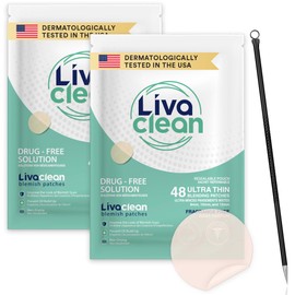 LivaClean LivaClean (96 Count, 2 Pack) Hydrocolloid Patches & Blackhead Tool, Hydrocolloid Patch for Face, Overnight Face Patches, Gunk Absorbing Covers