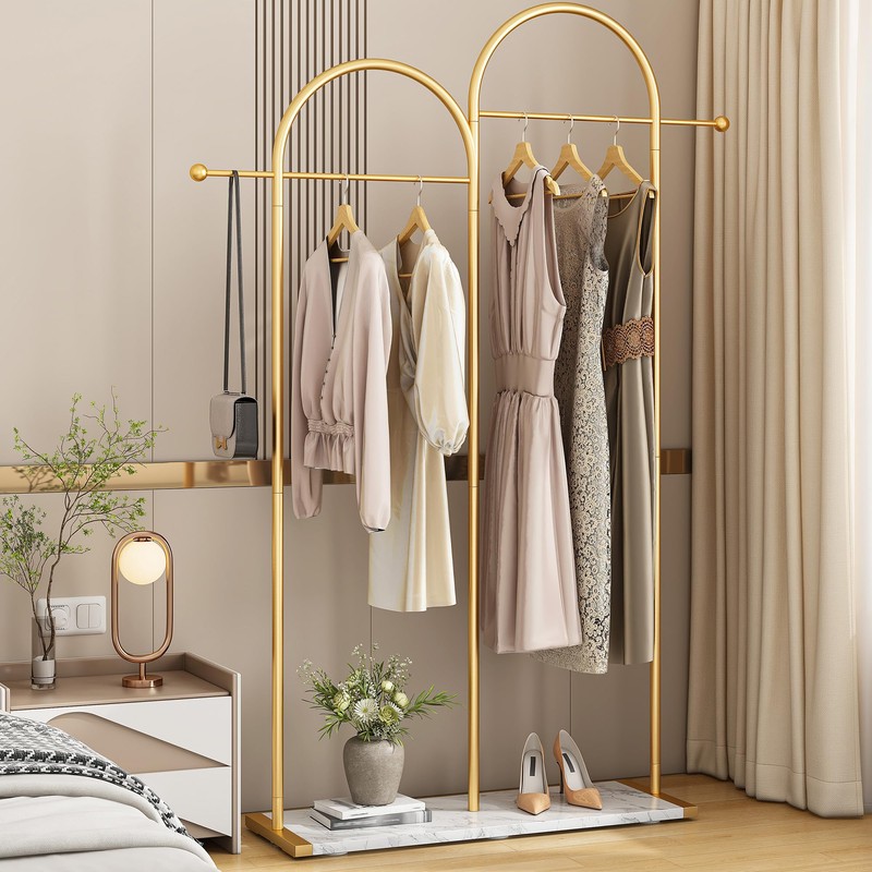 Raybee 76.7" H Gold Clothing Rack for Small Space, Modern