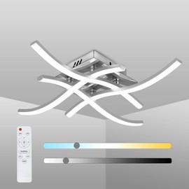 LED Ceiling Light Dimmable Elegant Curved Design LED Ceiling Lamp 4 Built-in LED Boards 24W 2000lm Modern Metal Ceiling Lighting Fixture for Living Rooms Bedrooms