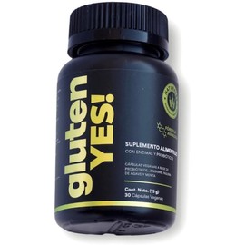 gluten YES! Suplemento Alimenticio Natural | Contiene Enzimas Digestivos, Probióticos, Jengibre | 30 Cápsulas Veganas | Digestión Saludable
