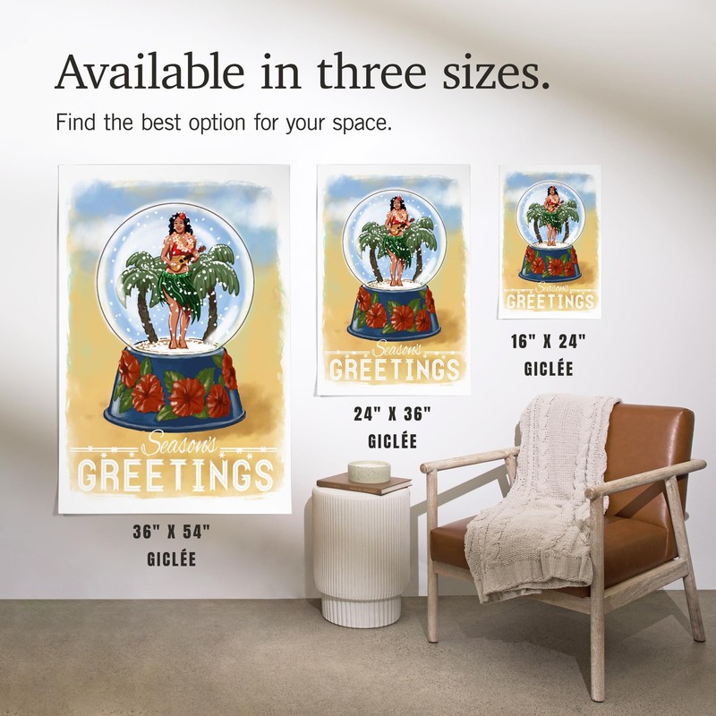 Lantern Press 24x36 Inch Giclee Print, Hula Girl in Snow