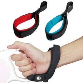 Hands Free Dog Leash Wrist Strap for Retractable Dog Leash, Dog Leash Wrist Safety Strap, Velcro Design, 2 Pack Soft Comfortable Diving Fabric Wrist Strap Dog Leash for Safe Walking (Blue & Red)