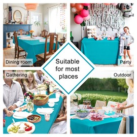 Hiasan 2 Pieces Turquoise Rectangle Tablecloth - Water Resistant and Spillproof Dining Room Washable Fabric Table Cloth for Dining Room, Polyester, 54 x 80 Inch