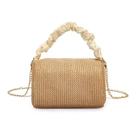 FUKEFUKEUS Straw Clutch Purses for Women, Summer Beach Bag, Dumpling Evening Clutch Handbags for Formal Party Wedding