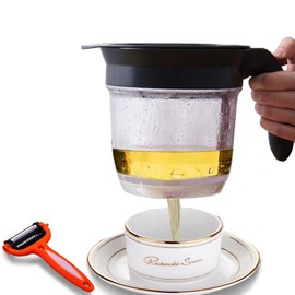 4 Cup Gravy Fat Separator With Bottom Release, Oil Separator for Cooking with Oil Strainer, Kitchen Gadgets Grease Separator with Multifunctional Peeler