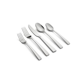 Cambridge Rhyme Mirror Handles 20-Piece Flatware Set, Service for 4, 0, SILVER SATIN