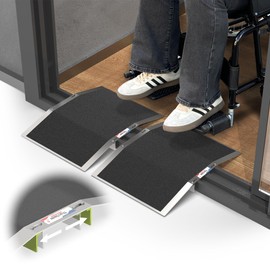 Nuvium Nuvium 2pc12"L1.6"H Bridge Threshold Ramps for Doorways, Fits 2.8?C5.1" Wide Thresholds with Adjustable Support Bars,Non-Slip Aluminum Wheelchair Ramps for Home Steps,Sliding Door Ramp for Wheelchair
