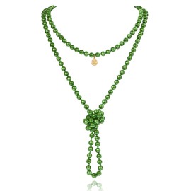 Firstmeet Pearl Long Necklace For Women Fashion Faux Pearl Vintage 60" Strand Wedding Jewelry for Women, Glass, No Gemstone