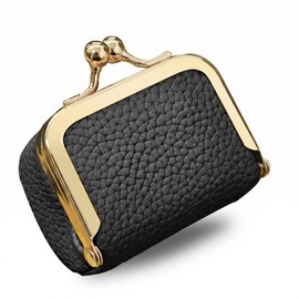 Jakonay Genuine Leather Coin Purse for Women, Mini Kiss Lock Coin Pouch, Small Change Purse, Tiny Storage Pouch for Coins, Jewelry, Earbuds and Small Essentials